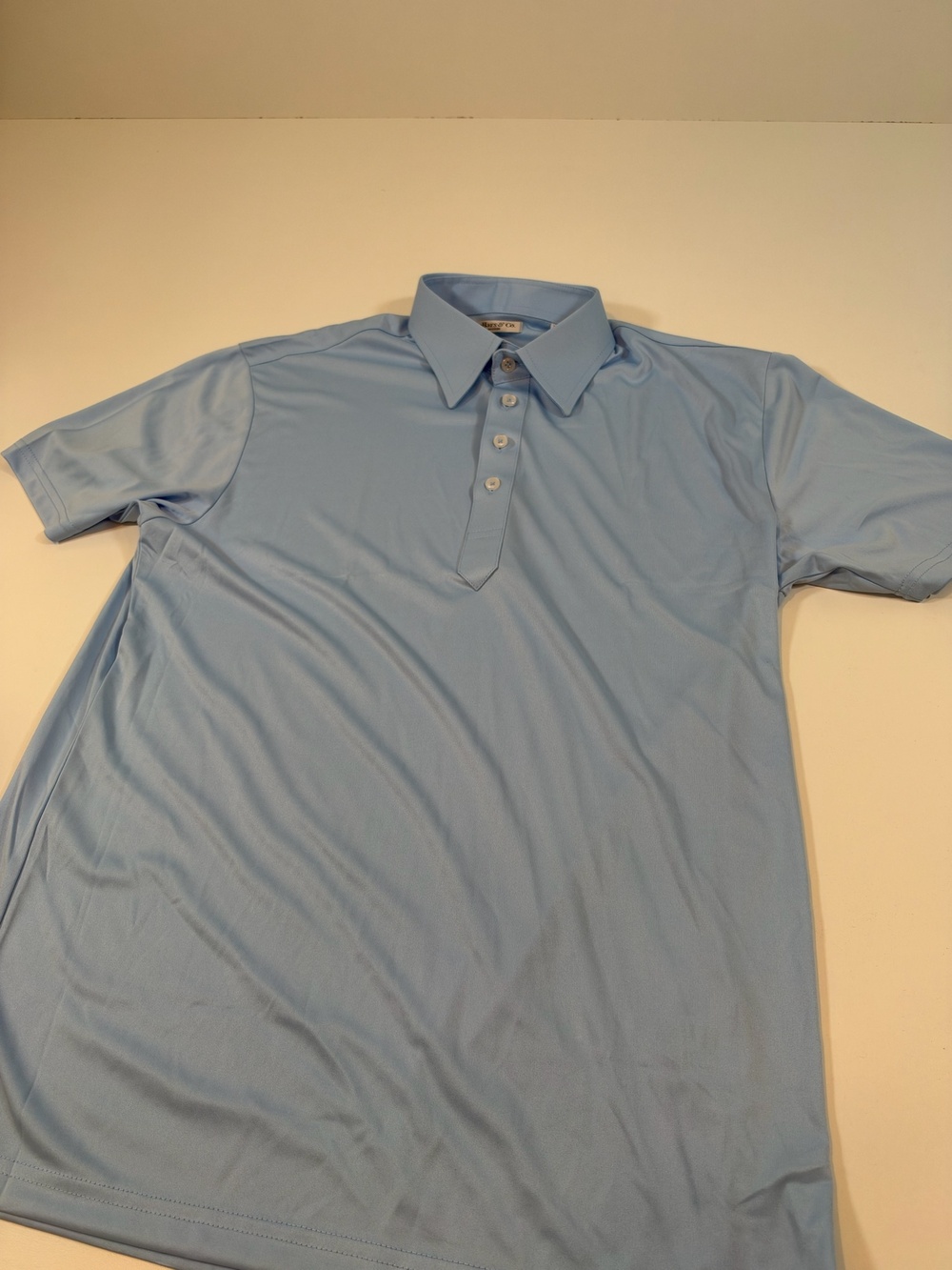 Collars & Co. Dress Collar Polo Shirt Mens M Blue Solid Jersey Lightweight